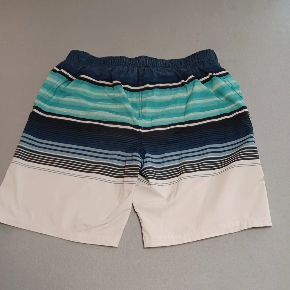 ZeroXposur Mens Swim Trunks Aqua Coast Striped Blue XL‎ M881215